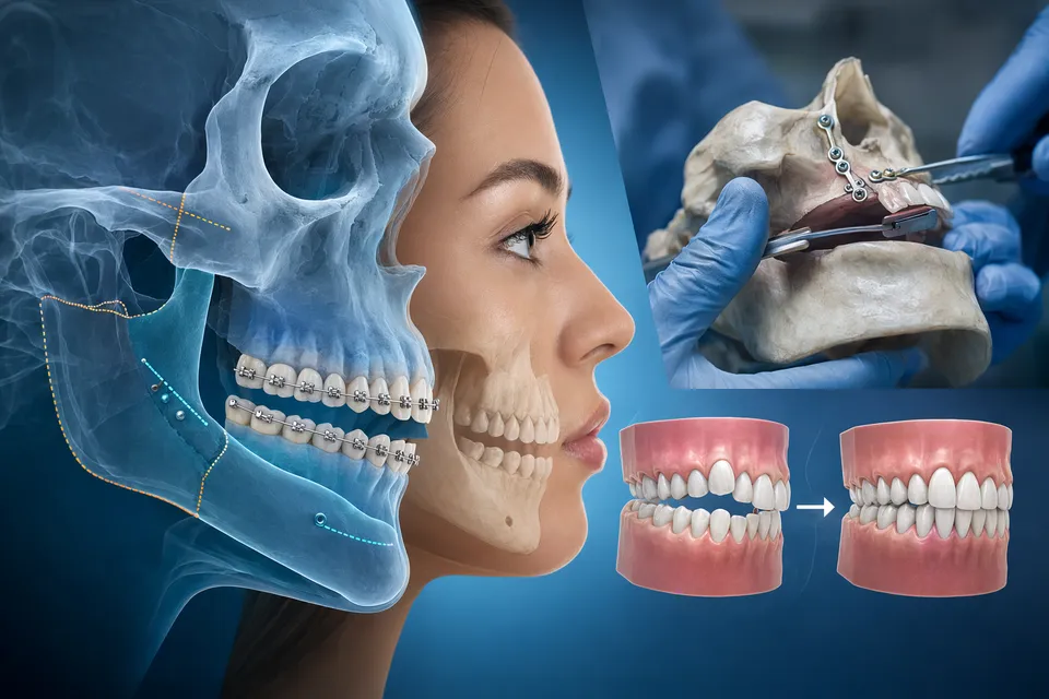 Illustration of jaw alignment planning for surgery-first orthognathic surgery