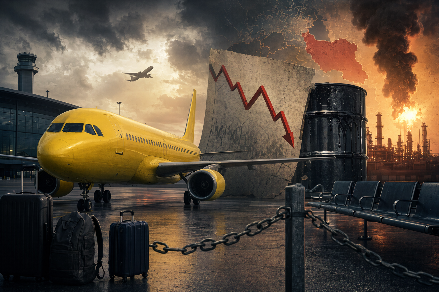 Editorial image representing Spirit Airlines’ shutdown amid fuel-price pressure and bankruptcy risk