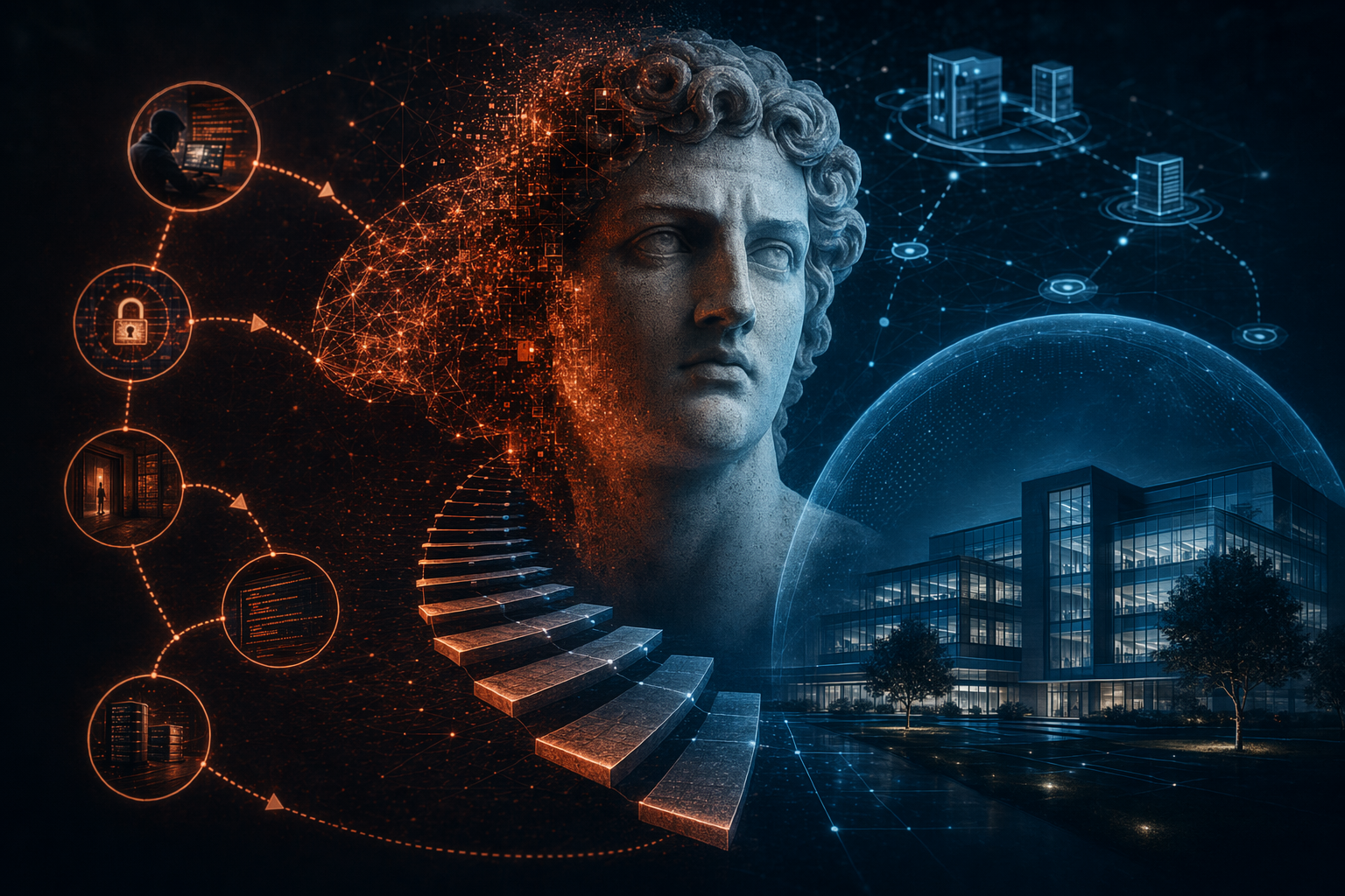 Abstract AI cybersecurity interface comparing Claude Mythos with cheaper AI models