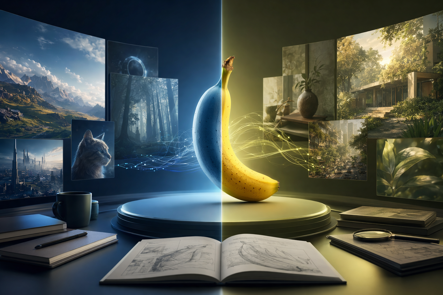 分割畫面比較 GPT Image 2 與 Nano Banana Pro 的 AI 圖像生成能力