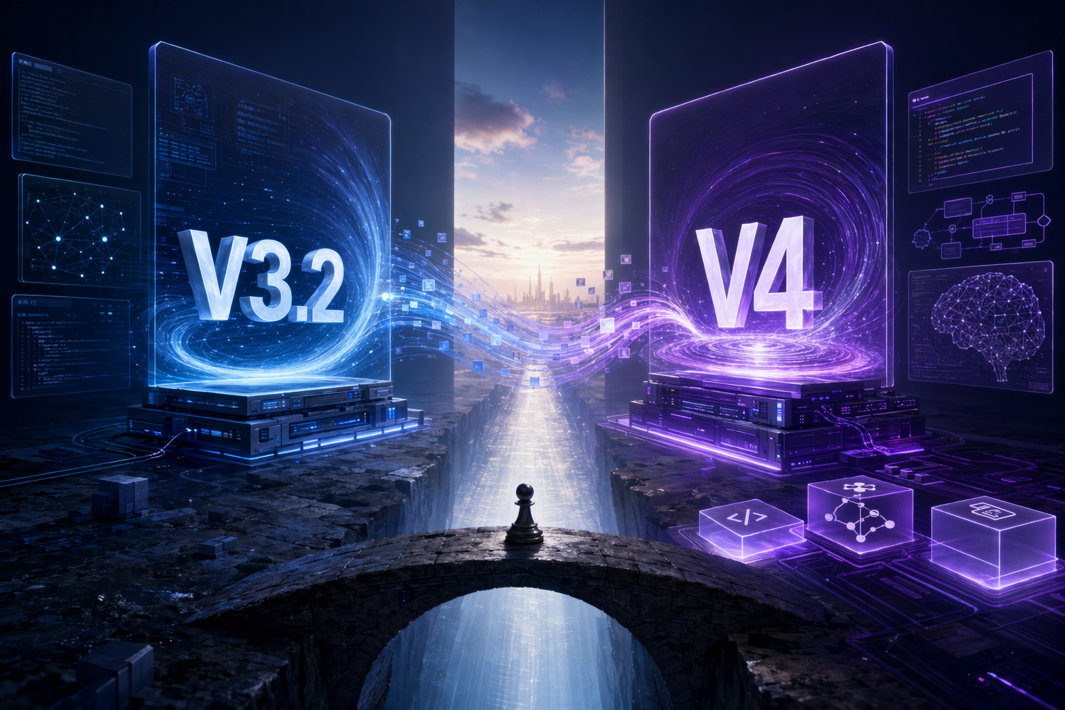 Minh họa so sánh DeepSeek V4 Preview và DeepSeek V3.2 với trọng tâm context dài, agent và API