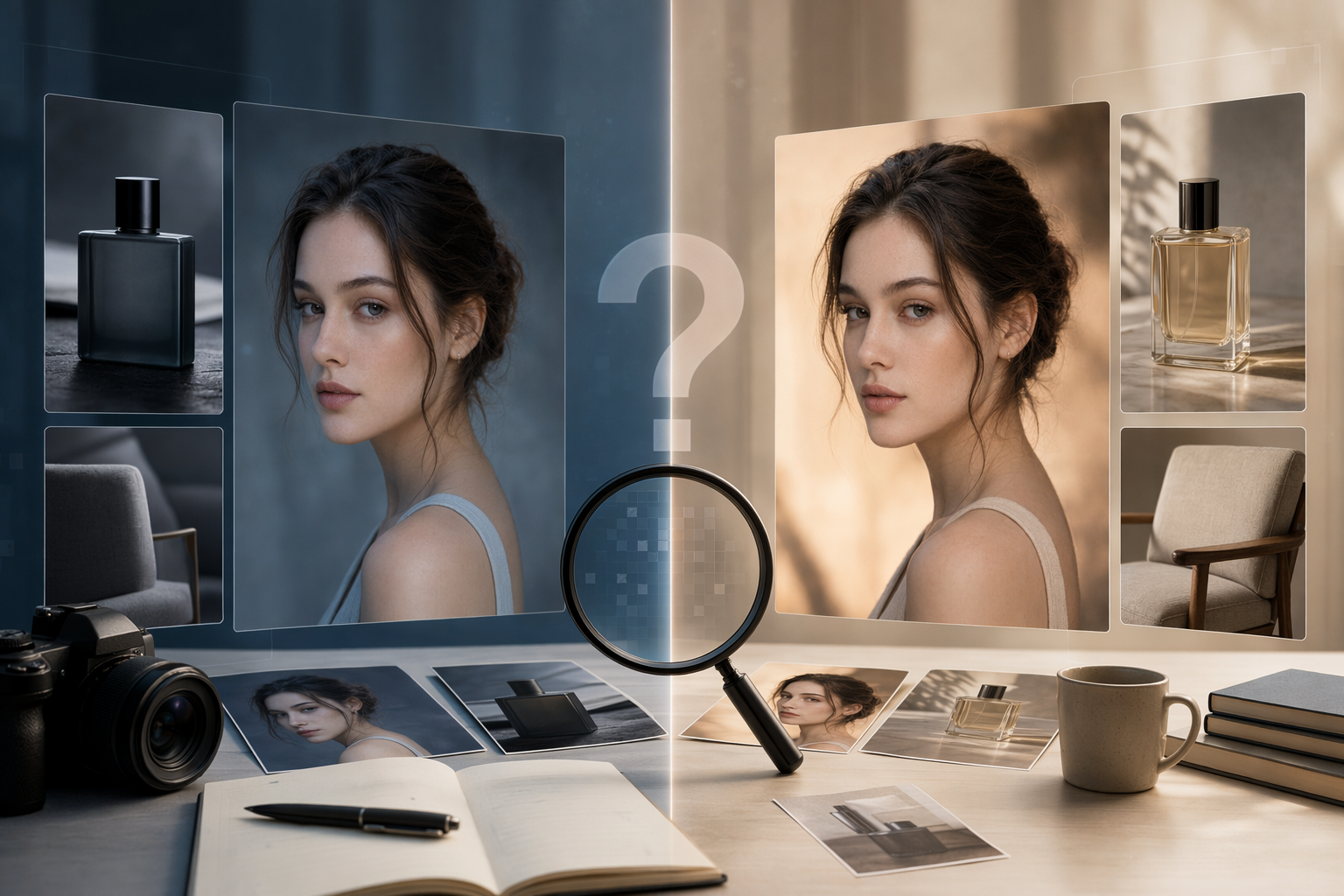 GPT Image 2 與 GPT Image 1.5 的 AI 圖像畫質比較示意，包含人像與產品攝影場景