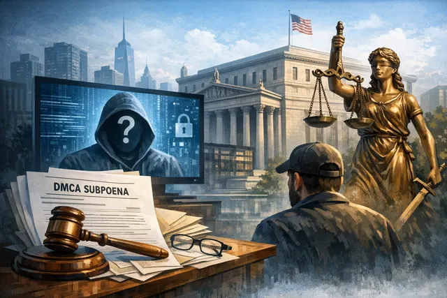 Editorial illustration of a legal investigation into the Cyberleek GTA 6 leak, with court documents, gaming footage, and digital account data