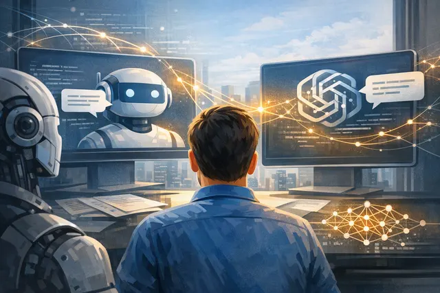 Conceptual image of Google vs ChatGPT AI chatbot competition