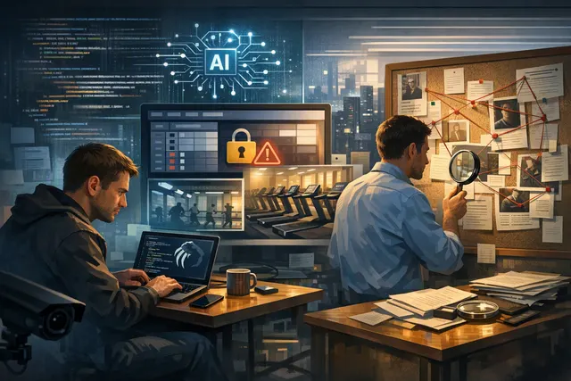An AI agent autonomously hacking a gym reservation system, visualized as a digital interface with a waitlist being manipulated