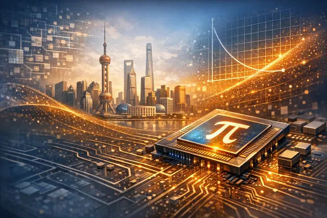 Conceptual illustration of Huawei's Tau Scaling Law and LogicFolding 3D chip architecture, representing a semiconductor breakthrough that bypasses US sanctions by targeting 1.4nm-e