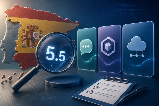 Ilustración editorial sobre cómo comprobar el acceso a GPT-5.5 en España en ChatGPT, Codex y la API