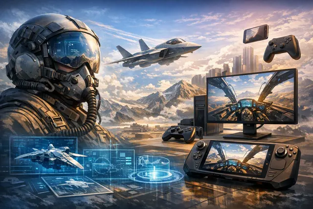 Omega Pilot Evolution futuristic anti-gravity VR racing game with high-speed ships on a neon-lit track