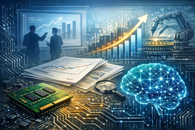 Abstract representation of a memory chip or semiconductor wafer with glowing circuits, symbolizing the AI-driven shortage.