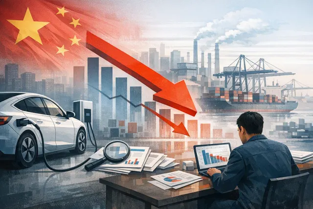 A chart or visual showing declining China EV domestic sales and surging exports in July 2026