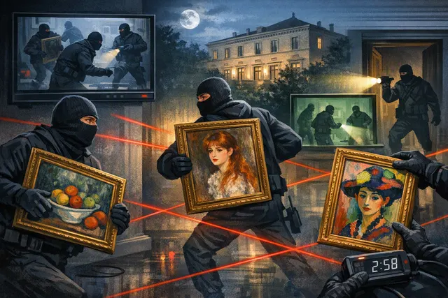 What three paintings by Cézanne, Renoir, and Matisse worth over €9 million were stolen in a three minute heist from the Fondazione Magnani R
