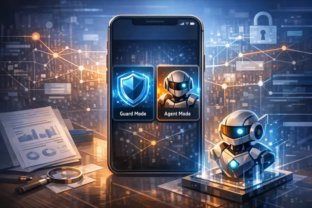 MetaMask Agent Wallet interface showing Guard Mode and Beast Mode options with security pipeline illustration