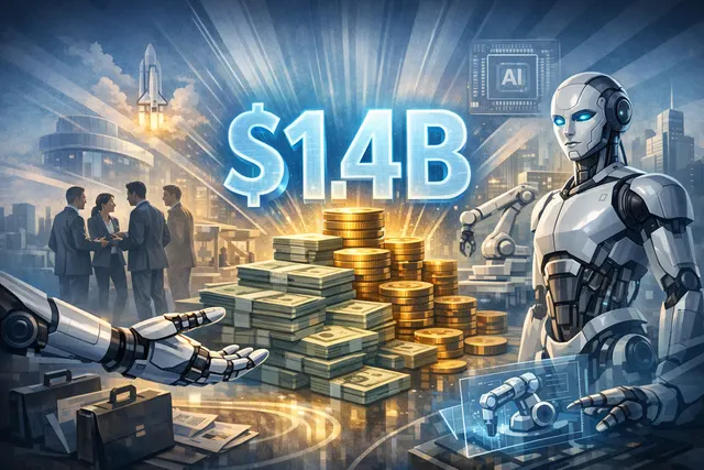 NEURA Robotics cognitive humanoid robot standing in a futuristic industrial environment, representing the company's $1.4 billion Series C funding and vision for physical AI.