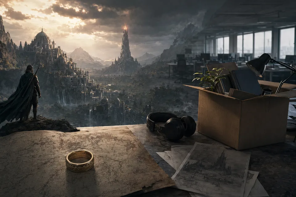 Fantasy landscape inspired by Middle-earth representing Amazon's canceled Lord of the Rings MMO project