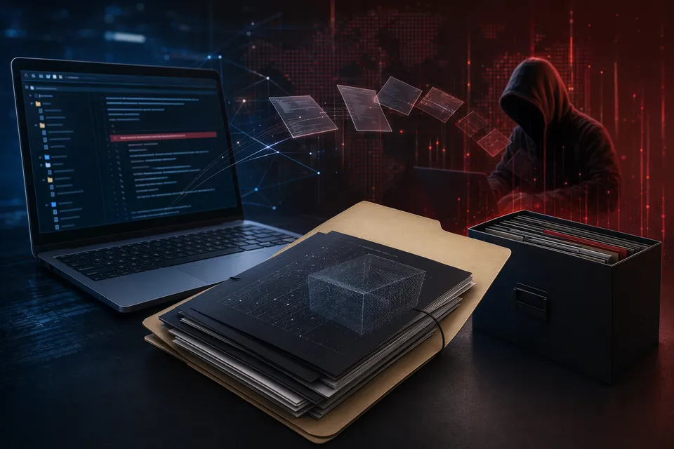 Concept illustration of hackers claiming to sell Mistral AI source code after supply chain attack