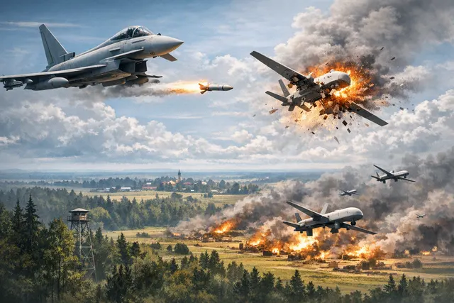 What happened when NATO jets shot down a drone over Latvia on August 14, 2026, and how does it relate to the massive Ukrainian drone assault