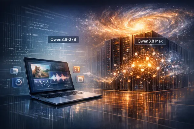 Illustration of Alibaba Qwen models competing in the open-weight AI market