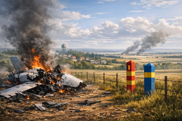 A combat drone exploded near the Moldovan village of Crocmaz on the border with Ukraine on August 9, 2026, sparking a grass fire.