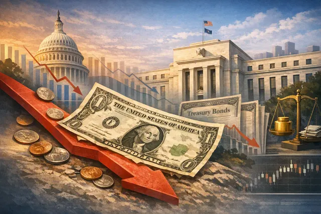 What factors drove the U.S. dollar to a two month low ahead of the Federal Reserve’s July meeting minutes, including the decline in Treasury