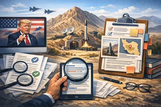 Search & fact check with cited sources for What did President Donald Trump declare about striking Iran's Pickaxe Mountain facility, what is