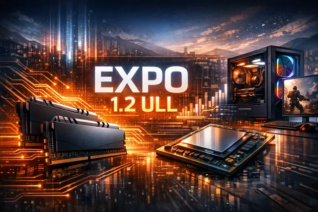 AMD EXPO Ultra Low Latency memory modules installed on a motherboard