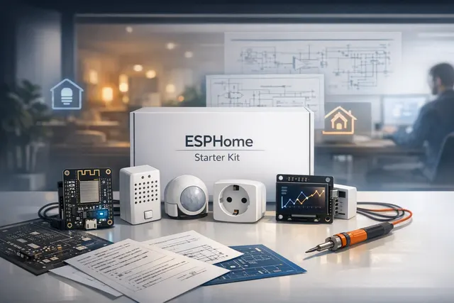 Apollo Automation ESPHome Starter Kit with ESP32-C6 board and snap-together modules