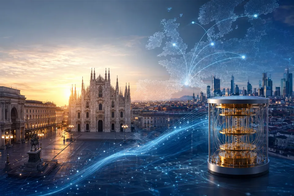 Concept illustration of quantum computing algorithms and software powering Europe’s quantum ecosystem