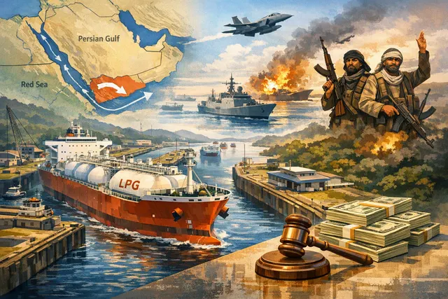 What caused an empty gas supertanker to pay a record $4.6 million to skip the line at the Panama Canal, and how are the Iran war, Houthi dis