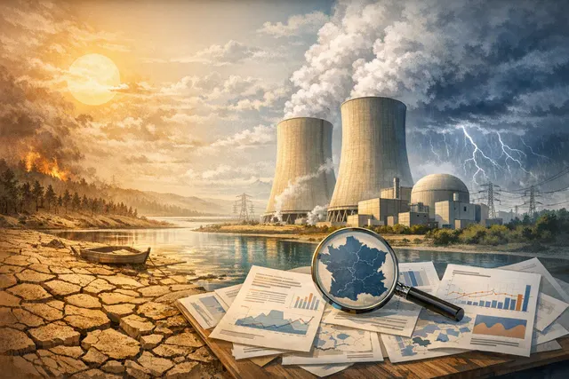 What were the causes, scale, and consequences of the record French nuclear shortfall in August 2026, including the roles of drought, extreme