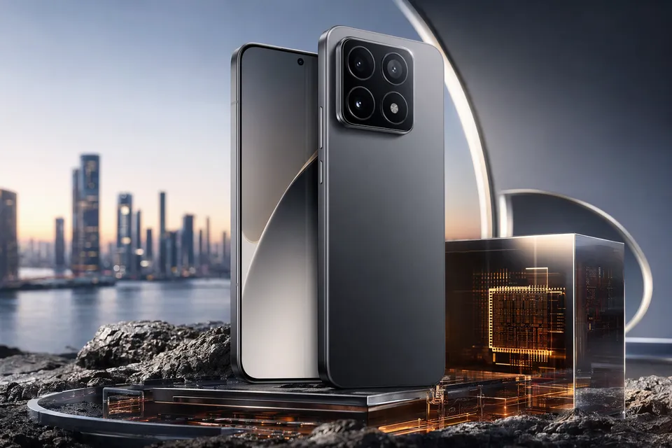 Concept illustration of Xiaomi 17 Max smartphone with large display and flagship camera system