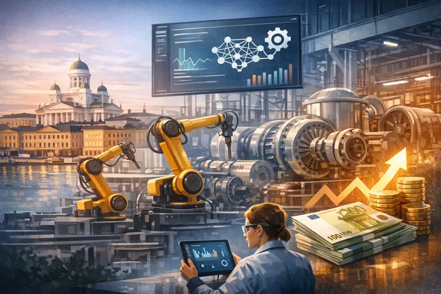 An abstract visualization of industrial AI analyzing machine data signals on a dark, futuristic interface, representing Rotomate's reliability assistant.