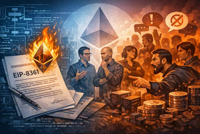 Visualization of the Ethereum network with staking reward burn mechanism, representing the EIP-8361 Tapered Issuance Burn proposal that would zero out validator rewards at 50% stak
