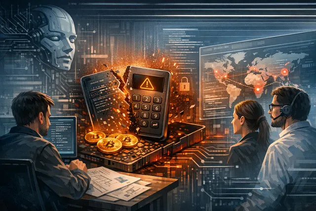 AI-generated visualization of Bitcoin Red Team's AI-driven security audit scanning open-source code repositories