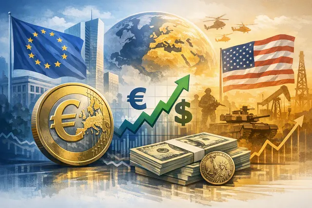 EUR/USD exchange rate chart showing the euro's rally above 1.15 against a backdrop of geopolitical and economic drivers in August 2026