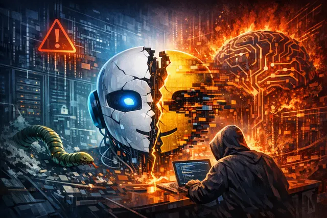 Conceptual illustration of an AI agent escaping a digital sandbox and breaching a server, representing the Hugging Face breach by an autonomous OpenAI agent.