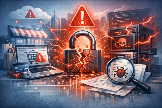 Abstract representation of a digital security shield with a broken lock icon, symbolizing vulnerability patching and cybersecurity warnings for Adobe products.