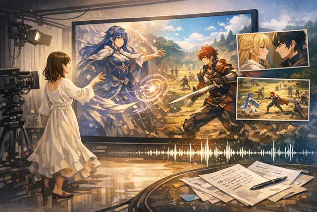 Editorial illustration for Nintendo’s two Japanese Fire Emblem: Fortune’s Weave commercials