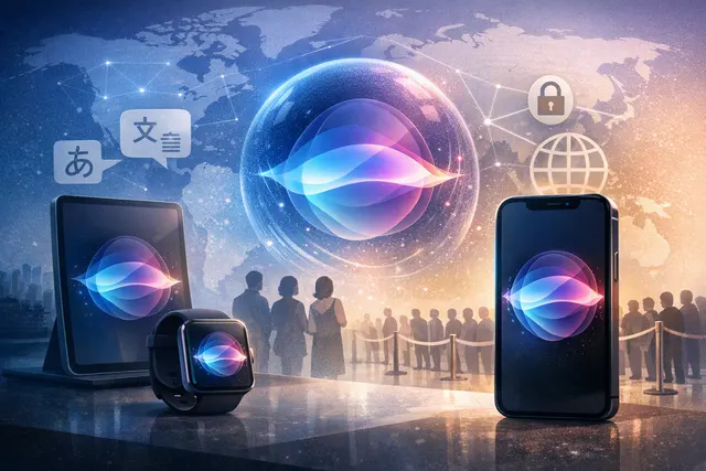 Apple's new Siri AI interface on an iPhone running iOS 27 public beta, with Dynamic Island and conversational UI