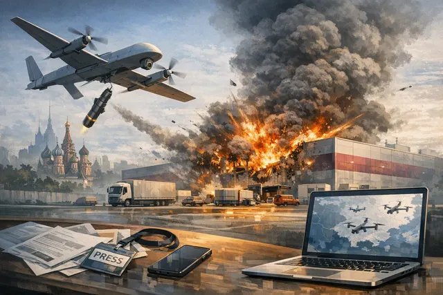 Smoke rising from a Wildberries logistics hub in Yekaterinburg after a Ukrainian drone strike on August 7, 2026