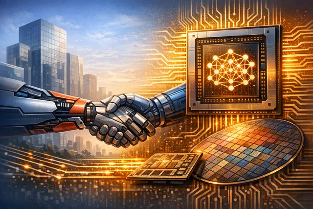 AMD Taalas acquisition visualization showing AI model weights etched directly into silicon for faster inference