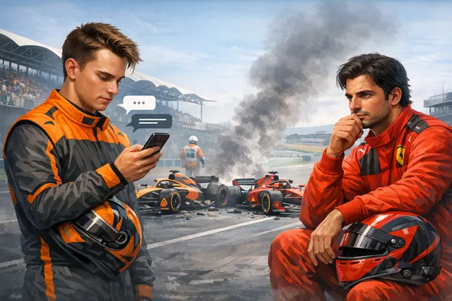 Oscar Piastri and Carlos Sainz Formula 1 cars involved in a Hungarian Grand Prix blue-flag collision