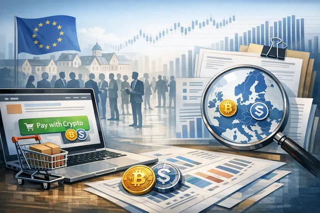 ECB survey data showing only 0.2% of euro area online merchants accept cryptocurrency compared to 82% accepting payment cards