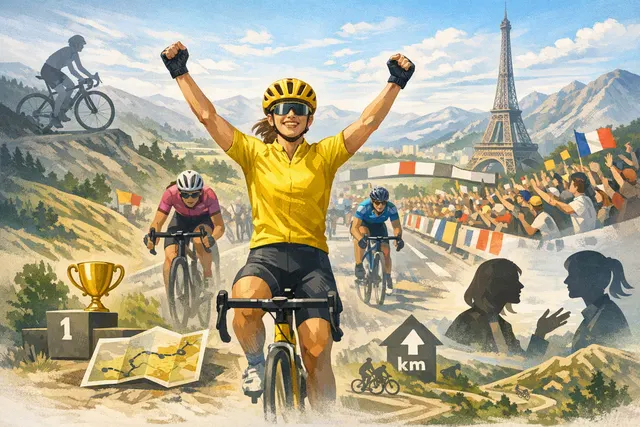 Demi Vollering celebrating her 2026 Tour de France Femmes victory on the podium in Nice
