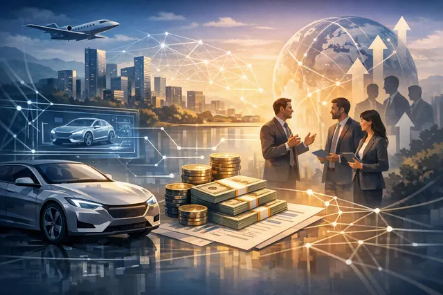 AI-generated illustration representing Sigvi's AI-powered car rental platform connecting independent fleet operators with travelers for cheaper automated rentals.