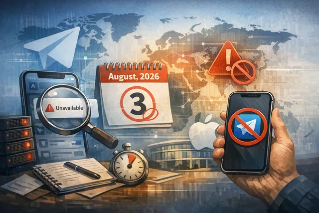 Telegram messaging app displayed on an iPhone screen against a dark background, with the App Store icon partially visible