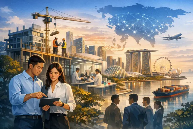 Editorial illustration of Plaud expanding an AI research and operations hub in Singapore