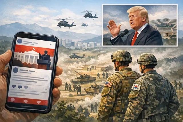 What did President Trump announce on August 16, 2026, regarding joint military exercises with South Korea, what justification did he provide