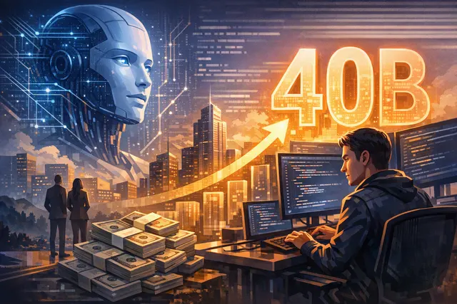 Abstract representation of AI and coding — Cognition's Devin autonomous coding agent financial valuation chart and funding rounds