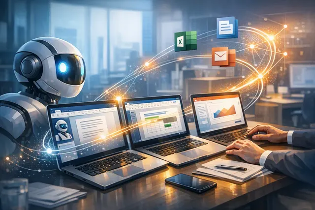 Amazon Quick AI assistant interface integrated with Microsoft 365 Office apps showing agentic editing capabilities