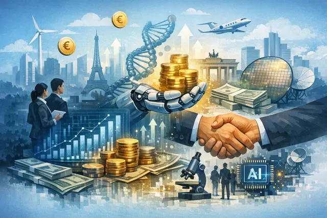 Collage of European tech deal logos and financial charts representing major funding rounds and acquisitions from the week of July 20-26, 2026